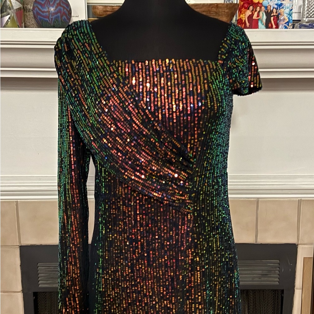 Deeavness Multi Colored Sequin Evening Dress - image 2